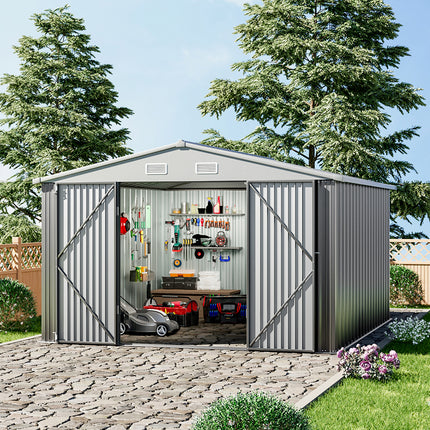 Outdoor Metal Storage Shed with Lockable Door