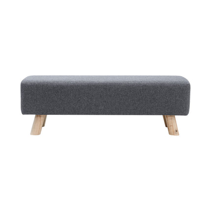 Rectangular Upholstered Linen Shoe Changing Bench with Rubberwood Legs