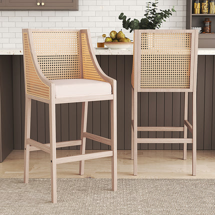 Set of 2 Modern Upholstered High Bar Stools