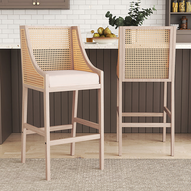 Set of 2 Modern Upholstered High Bar Stools