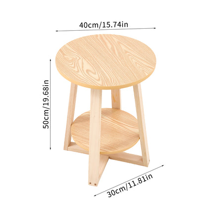 2-Tier Round Wooden Coffee Side Table