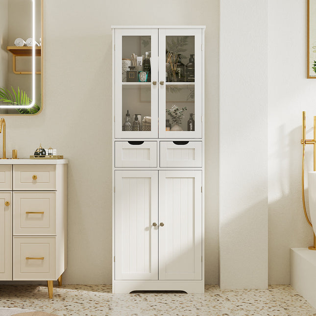 Modern Tall Glass Door Cabinet for Bathroom