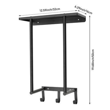 Modern Black Iron Wall-Mounted Towel Rack with Triple Hooks