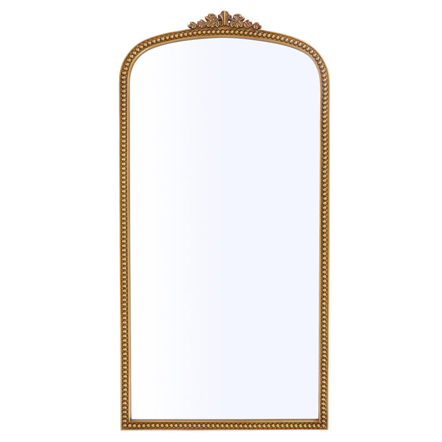 Gold Arched Decorative Vanity Mirror with Carved Frame