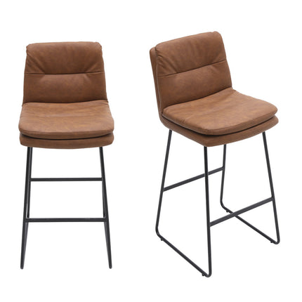 2Pcs Modern Faux Leather Breakfast Bar Stools,Brown 104cm H