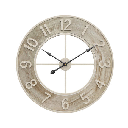 Round Wood Grain Metal Wall Clock