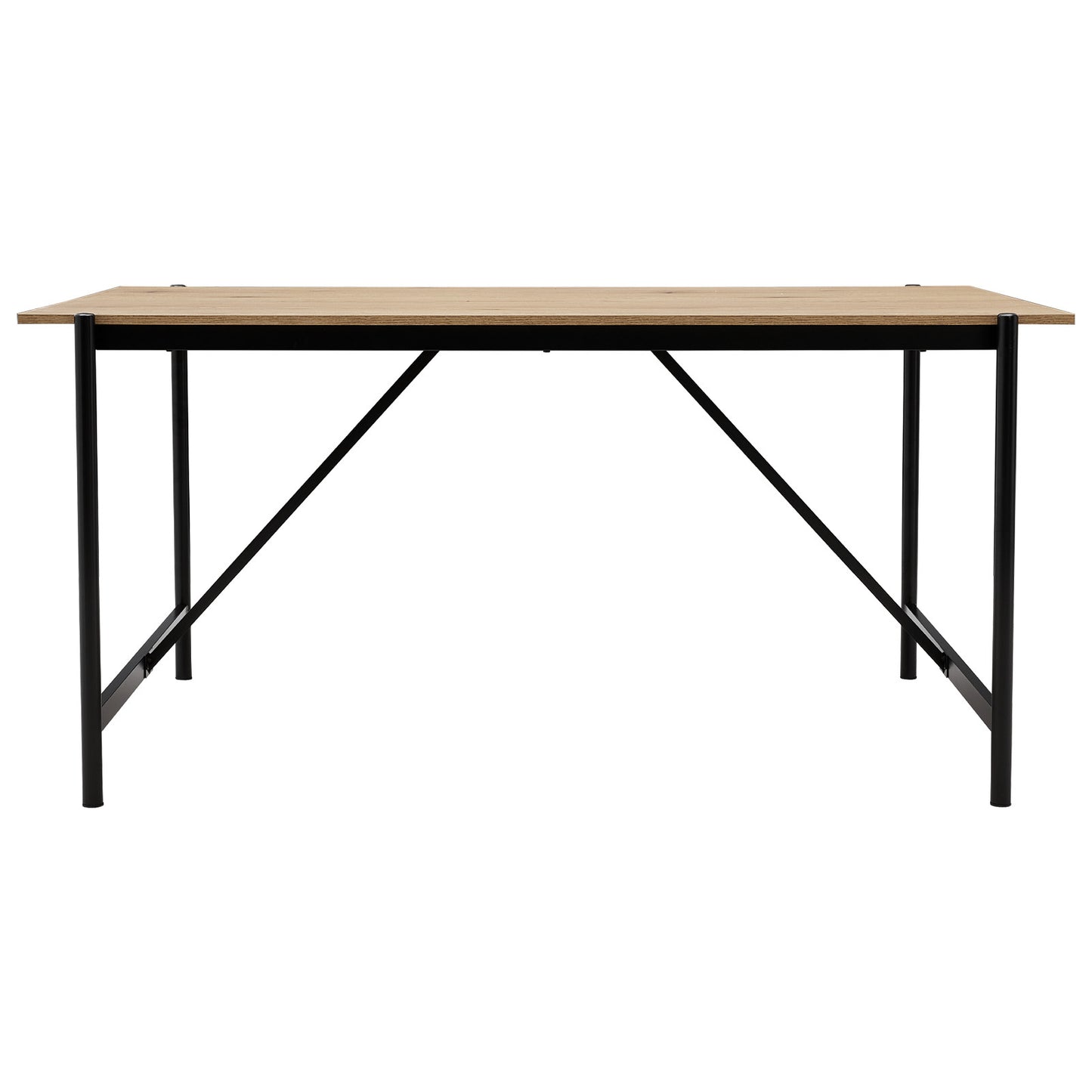 4 Seats Rustic Dining Table with Black Metal Base