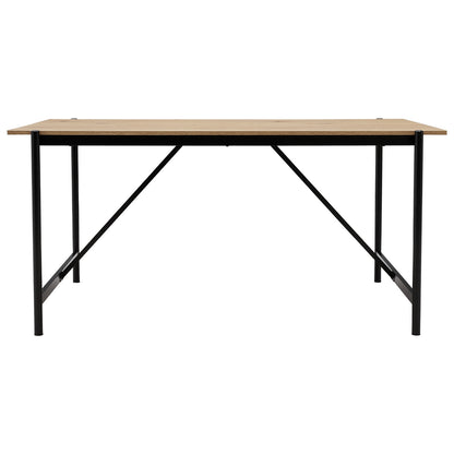 4 Seats Rustic Dining Table with Black Metal Base