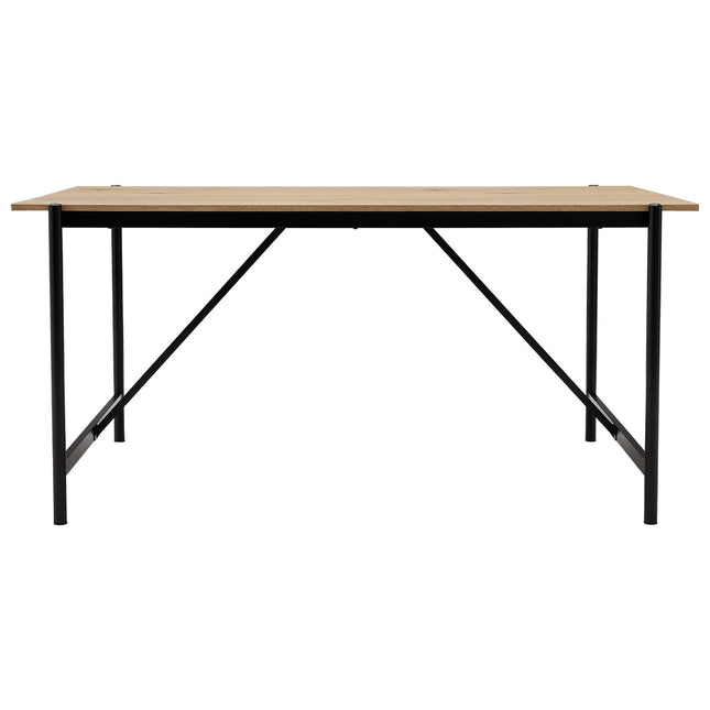 4 Seats Rustic Dining Table with Black Metal Base 160cm