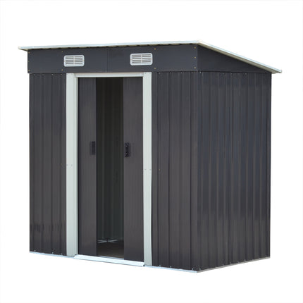 4x6ft Metal Garden Storage Shed with Sliding Door