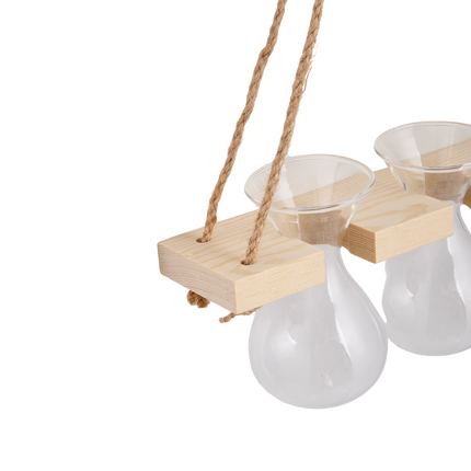 Wall Hanging Plant Propagation Station with 3 Vases & Wooden Frame