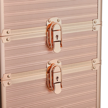 3in1 Cosmetic Train Case with Detachable Beauty Storage Box,Rose Gold