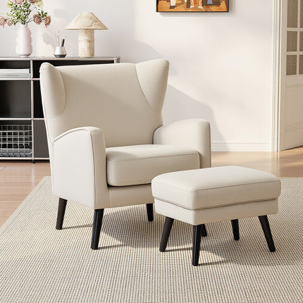Velvet Upholstered Leisure Chair with Footstool