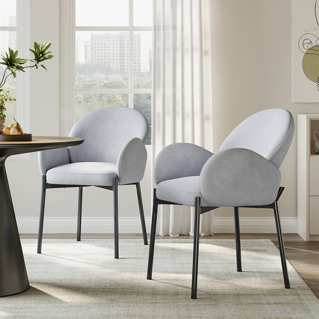 2Pcs Upholstered Dining Chairs with Armrest