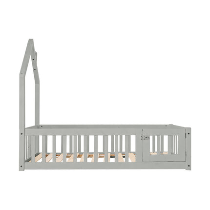 Pine Wood House-Shaped Bed Frame