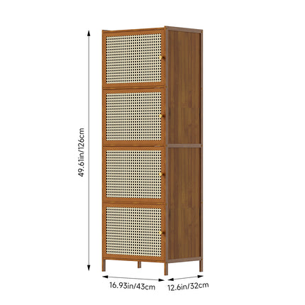 4-Tier Narrow Bookcase Storage Cabinet with Doors
