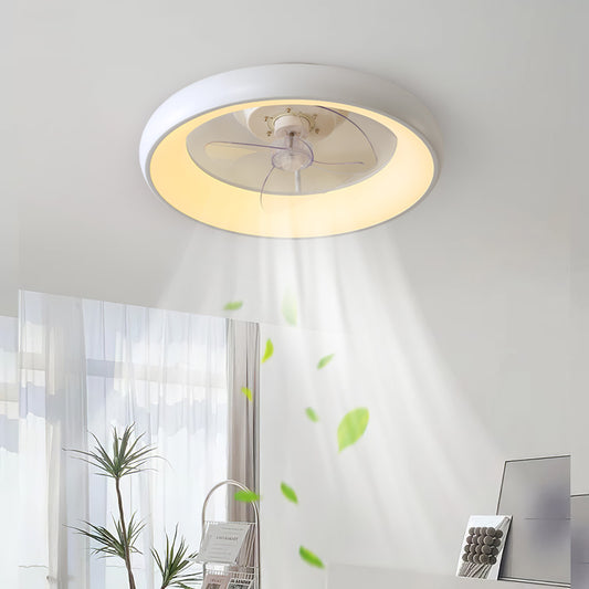White 20 Inch Industrial Style Ceiling Mount LED Fan Light