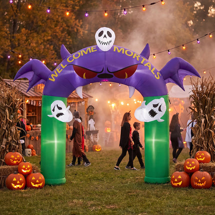 8.2FT Halloween Inflatable Devil Archway Decoration with Built-in Lights