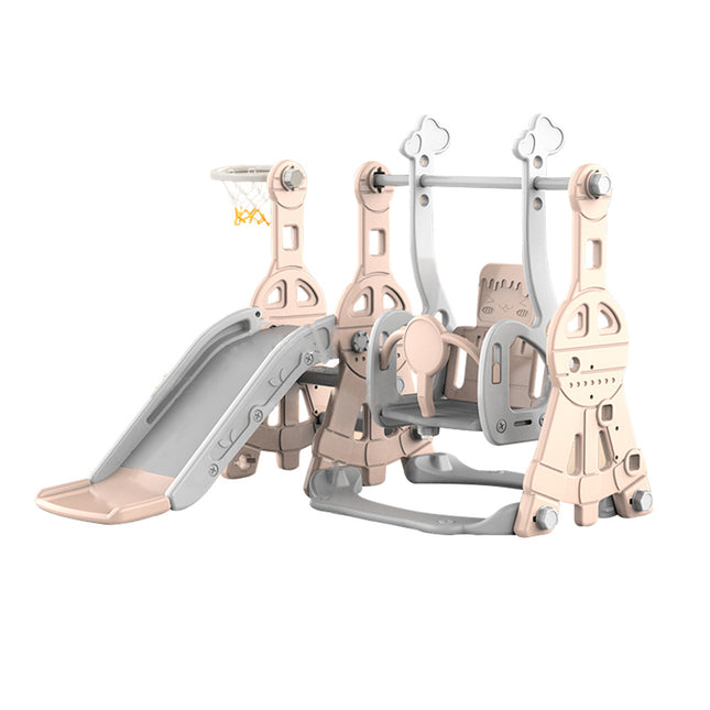 Pink 3 in 1 Toddler Slide and Swing Set Kids Climbing Playset