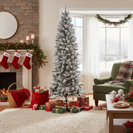 Flocked Christmas Tree with X-Frame Stand