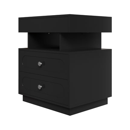 Modern 3-Drawer Bedside Table with RGB Lighting