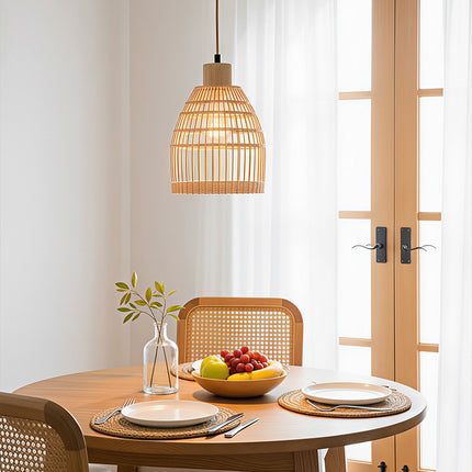 E27 Bamboo-woven Ceiling Pendant Light