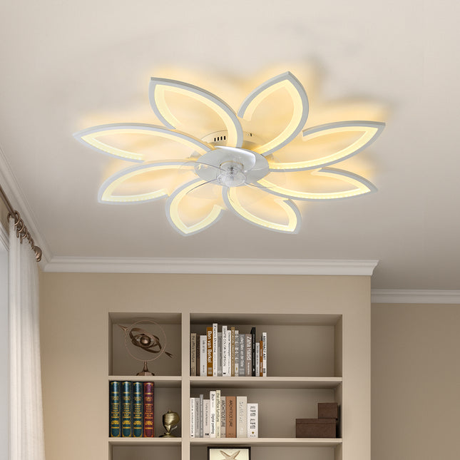 Modern Flower Shape Ceiling Fan with Light
