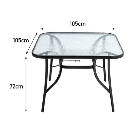 Tempered Glass Outdoor Coffee Table with Parasol Hole