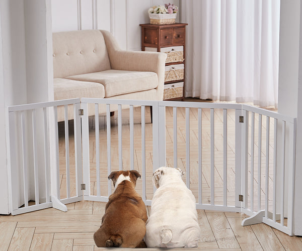 Foldable Wood Pet Free Standing Indoor Gate 4 Panels