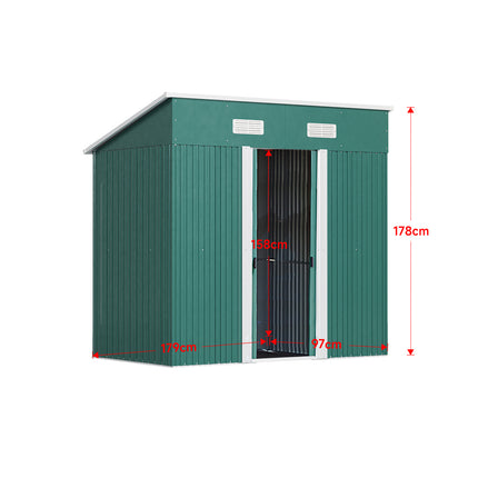 4x6FT Metal Garden Storage Shed with Sliding Door