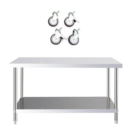 120CM Kitchen Work Table Steel Frame with Lower Shelf