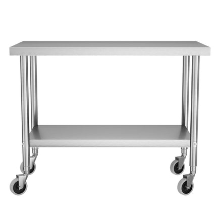 120CM Kitchen Work Table Steel Frame with Lower Shelf