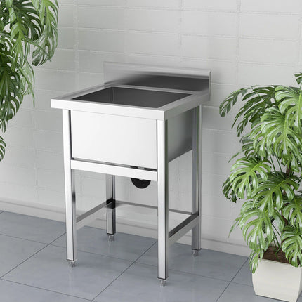 Freestanding Stainless Steel Commercial Sink with Shelf and Backsplash