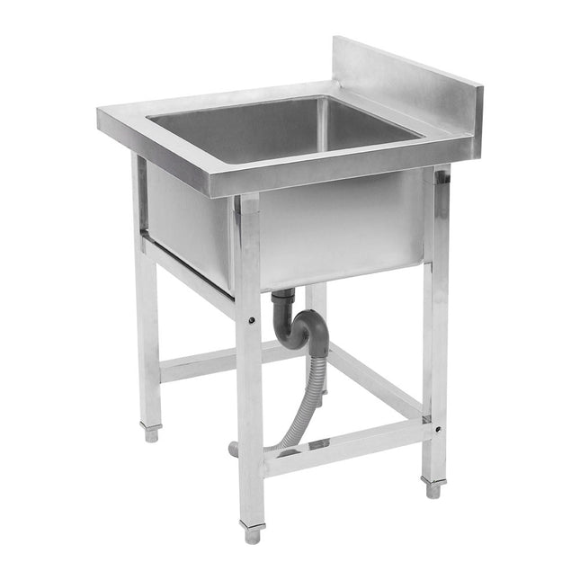 95cm H Freestanding Stainless Steel Commercial Sink with Shelf and Backsplash