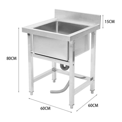 Freestanding Stainless Steel Commercial Sink with Shelf and Backsplash