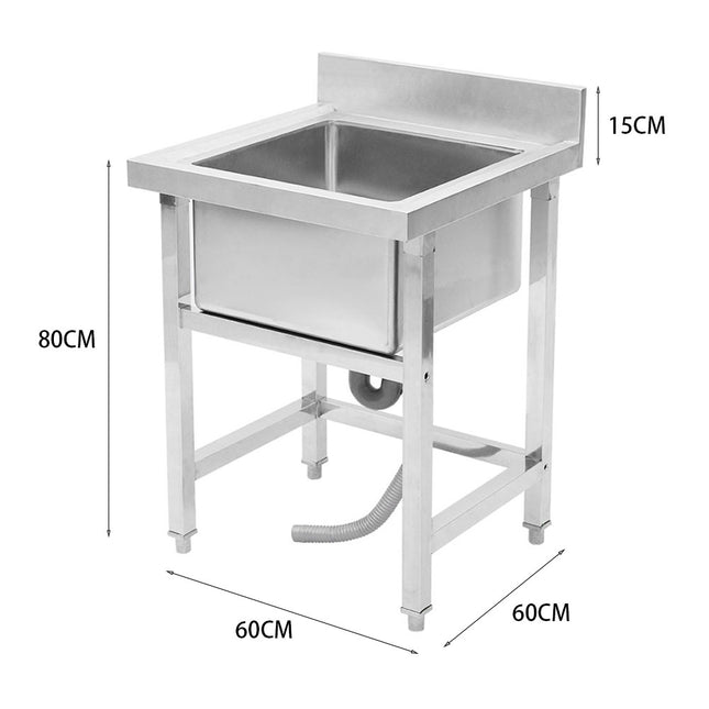 95cm H Freestanding Stainless Steel Commercial Sink with Shelf and Backsplash