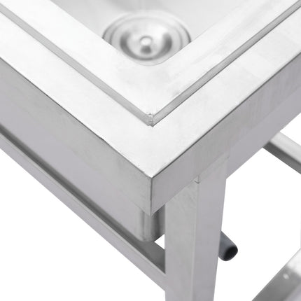Freestanding Stainless Steel Commercial Sink with Shelf and Backsplash