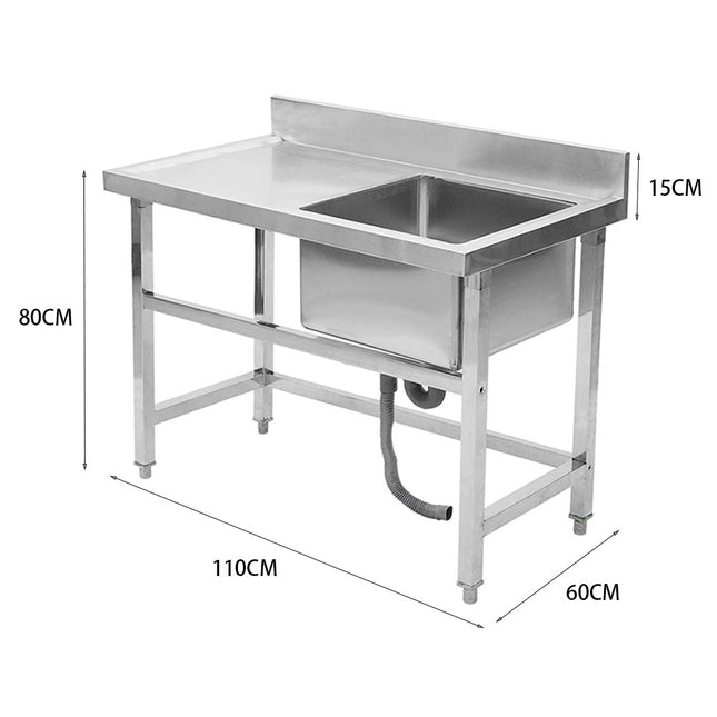 95cm Stainless Steel Commercial Kitchen Sink with Single/Double Bowl