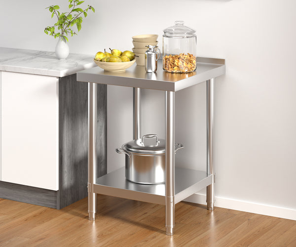 60CM Stainless Steel Working Table Lower Layer Back Panel