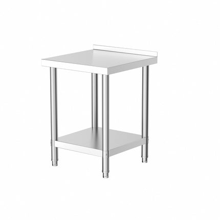60CM Stainless Steel Working Table with Lower Layer and Back Panel