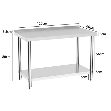 2 Tier Commercial Work Stainless Steel Table Frame with Lower Shelf