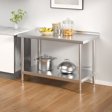 2 Tier Commercial Work Stainless Steel Table Frame with Lower Shelf