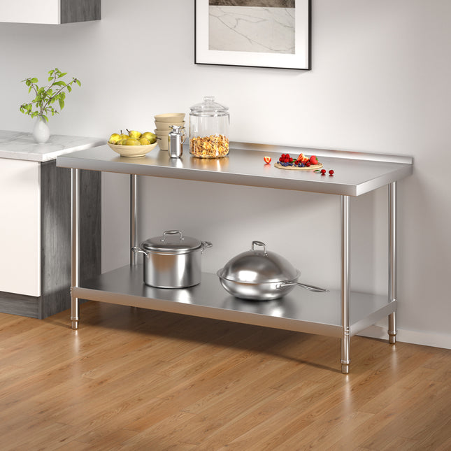 2 Tier Commercial Work Stainless Steel Table Frame with Lower Shelf