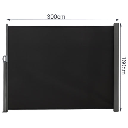 Grey 300x160cm Outdoor Retractable Privacy Side Awning