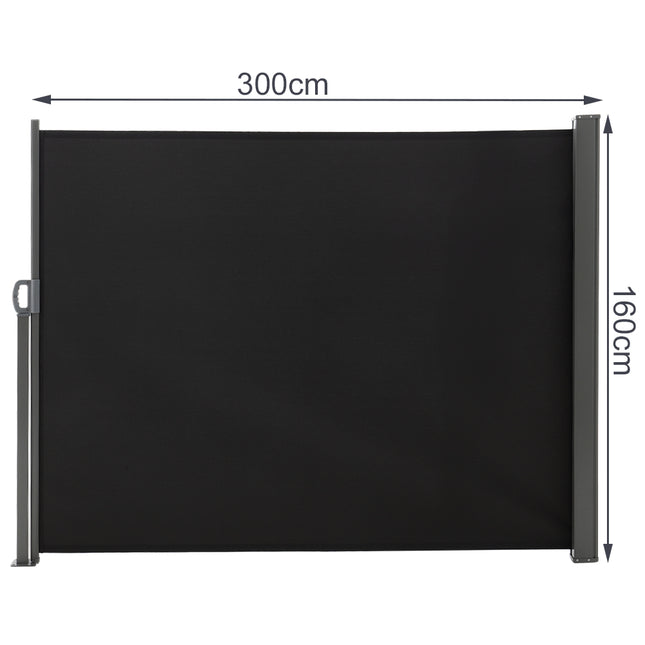 Grey 300x160cm Outdoor Retractable Privacy Side Awning