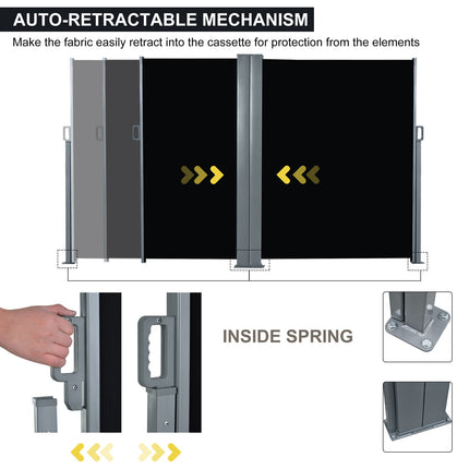 Grey 300x160cm Outdoor Retractable Privacy Side Awning