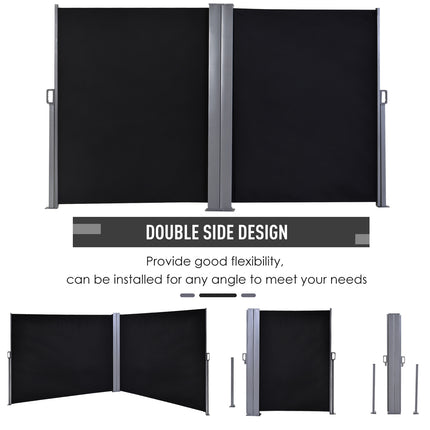 Grey 300x160cm Outdoor Retractable Privacy Side Awning