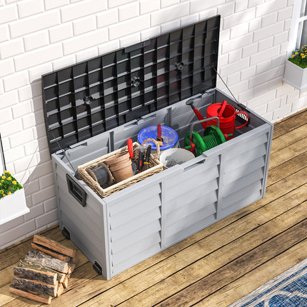 290L Waterproof Large Plastic Garden Storage Box with Wheels