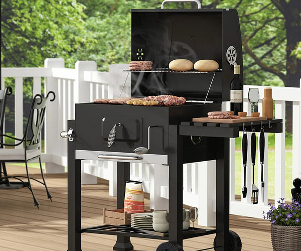 Outdoor BBQ Grill Portable Trolley Garden Gril