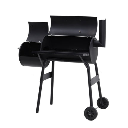 Portable Outdoor Charcoal BBQ Grill with Offset Smoker